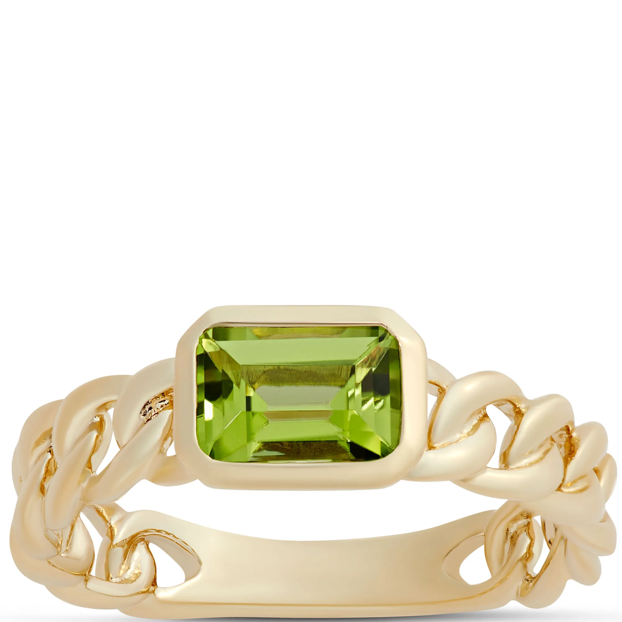 Linked Shank Peridot Ring, 14K Yellow Gold Sale