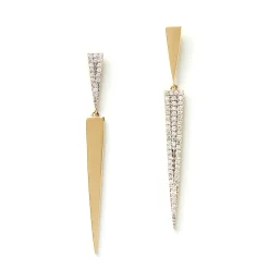 Long Triangle Diamond Earrings, 14K Yellow Gold Clearance