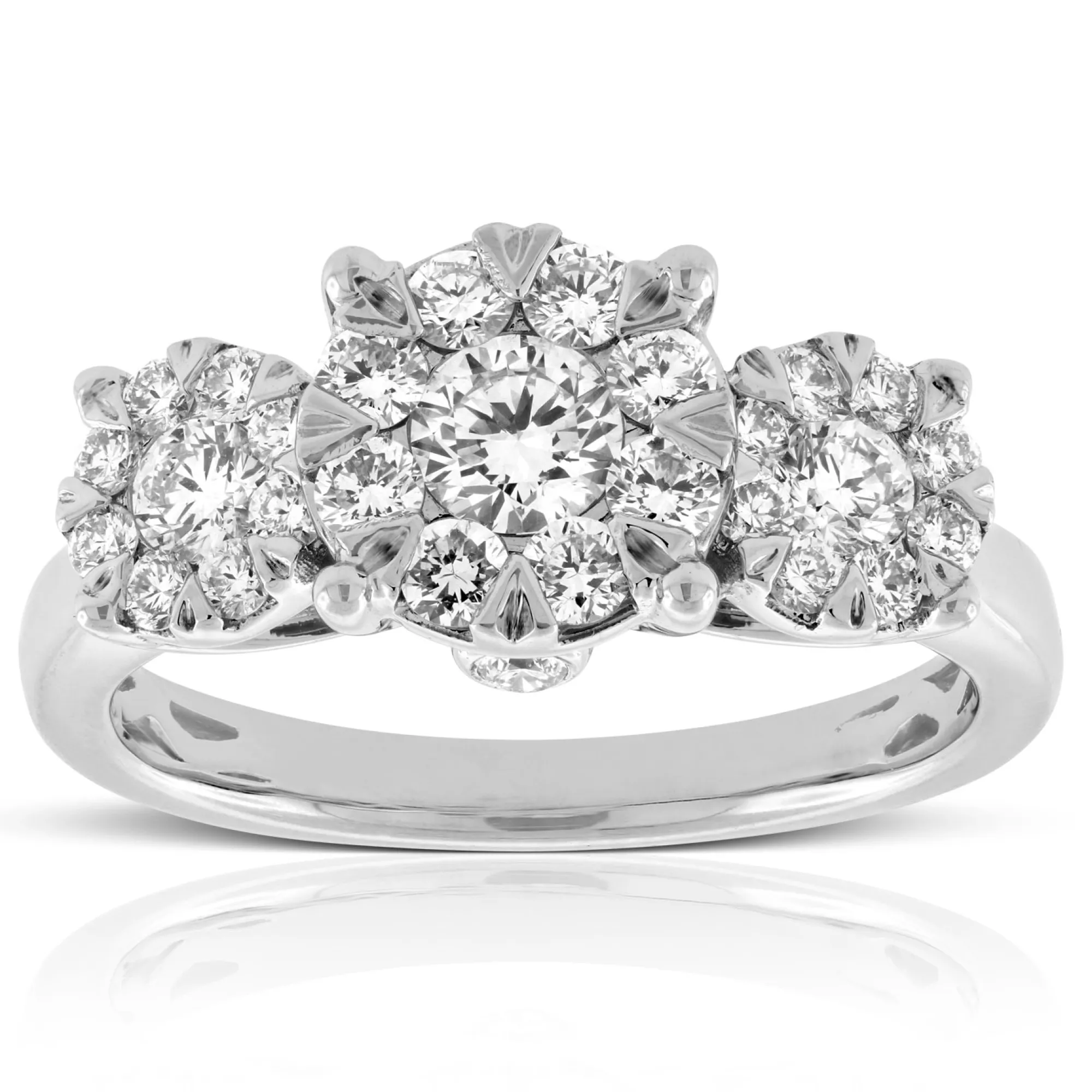 Signature Love Eternal Diamond Cluster 3-Stone Engagement Ring 14K Clearance