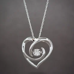 Love's Pulse Diamond Heart Pendant 14K Clearance