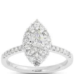 Marquise Cut Halo Diamond Ring, 14K White Gold Sale