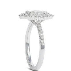 Marquise Cut Halo Diamond Ring, 14K White Gold Sale