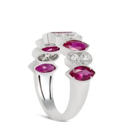 Marquise Diamond and Ruby Ring, 14K White Gold Size 7 Outlet