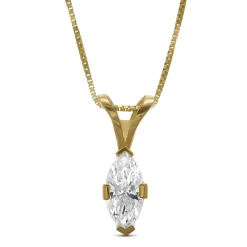 Marquise Diamond Pendant, ½ Carat Total Weight, 14K Yellow Gold New