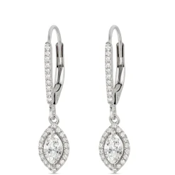 Marquise Leverback Diamond Earrings, 14K White Gold Sale
