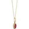 Marquise Ruby & Diamond Halo Necklace 14K Hot