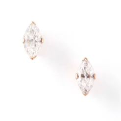 Marquise Solitaire Diamond Studs, ½ Carat Total Weight, in 14K Yellow Gold