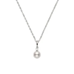 Mikimoto AA Akoya Cultured Pearl & Diamond Pendant 18K, 7mm New
