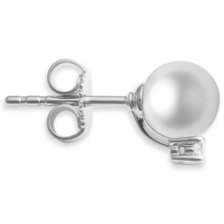 Mikimoto A+ Akoya Cultured Pearl & Diamond Stud Earrings 18K, 7mm Best