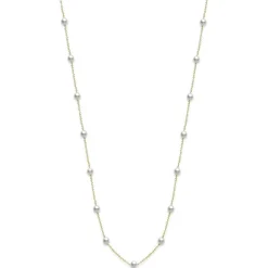 Mikimoto Akoya Cultured Pearl Station Necklace 18K, 32" New