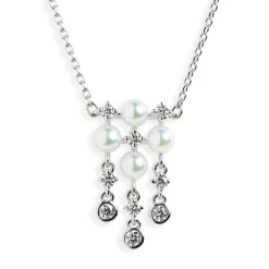 Mikimoto Akoya Cultured Pearl & Diamond Necklace 18K Sale