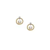 Mikimoto Akoya Cultured Pearl and Diamond Circle Earrings, 18K Two Tone Outlet