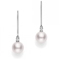 Mikimoto Akoya Cultured Pearl & Diamond Earrings 7mm, 18K Outlet