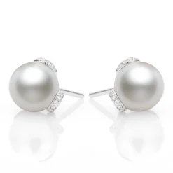 Mikimoto Akoya Cultured Pearl & Diamond Earrings, 8mm, 18K Online