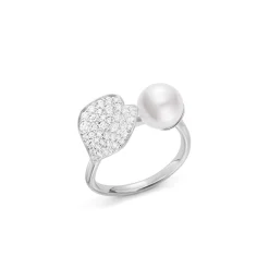 Mikimoto Akoya Cultured Pearl Ring in 18K White Gold with Diamond Online