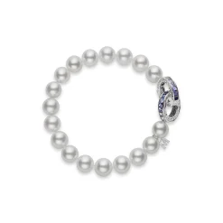 Mikimoto Akoya Cultured Pearl Bracelet in 18K White Gold with Diamond Clearance