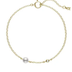 Mikimoto Akoya Cultured Pearl & Diamond Station Bracelet 18K Discount