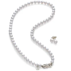 Mikimoto Akoya Cultured Pearl 18 Inch Two-Piece Set in 18K White Gold Outlet