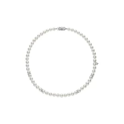Mikimoto Akoya Cultured Pearl and Diamond Rondells Necklace, 18K White Gold New