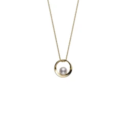 Mikimoto Akoya Cultured Pearl Circle Pendant, 18K Yellow Gold Best