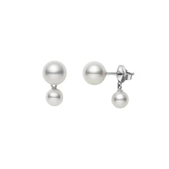Mikimoto Classic Akoya Cultured Pearl Earrings, 18K White Gold New