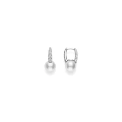 Mikimoto Classic Elegance Akoya Cultured Pearl Earrings with Diamonds, 18K White Gold Sale