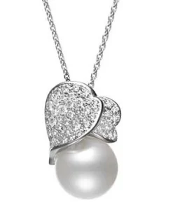 Mikimoto Les Petales Place Vendome Akoya Cultered Pearl and Diamond Pendant, 18K White Gold Outlet
