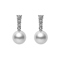 Mikimoto Morning Dew Akoya Cultured Pearl Earrings in 18K White Gold with Diamond Discount