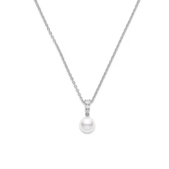 Mikimoto Morning Dew Cultured Akoya Pearl & Diamond Necklace 18K Best
