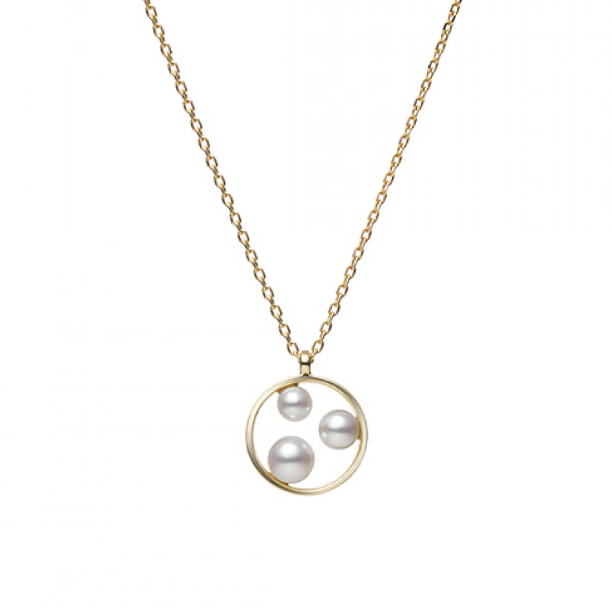 Mikimoto Open Circle Triple Akoya Cultured Pearl Necklace 18K Online