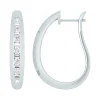 27MM Baguette and Round Diamond Hoop Earrings 27MM, 14K White Gold Outlet