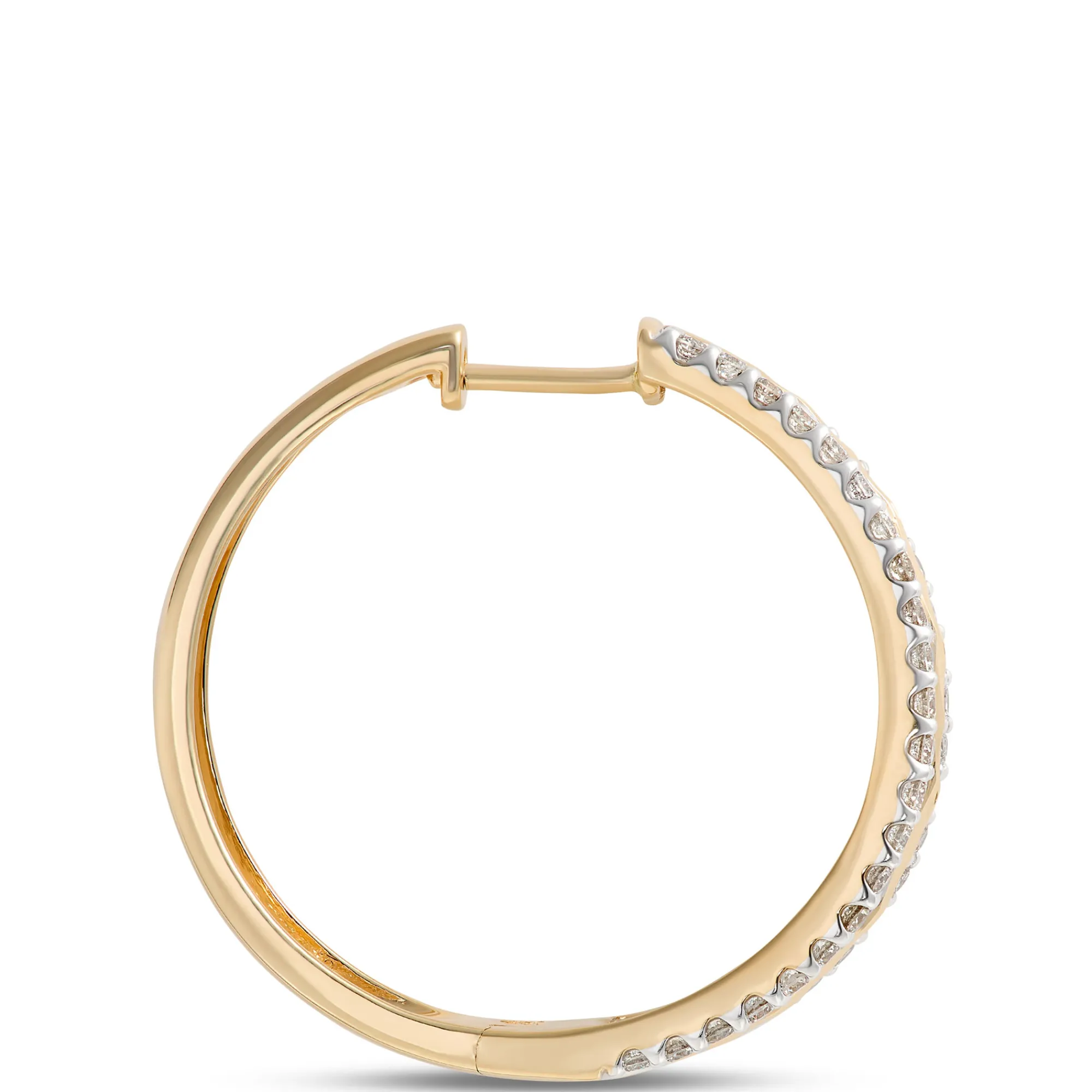 27MM Bold Diamond Hoops, 1 Total Carat Weight, 14K Yellow Gold Online