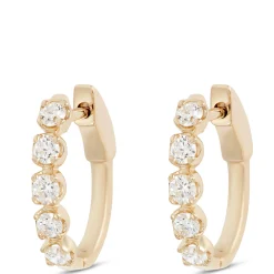 19MM Buttercup Setting Diamond and 14K Yellow Gold Hoops Outlet