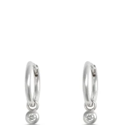 12MM Classic Hoop Earrings with Round Diamonds, 0.07 Total Weight, 14k Yellow Gold Outlet