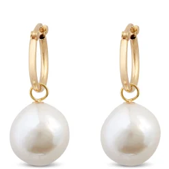 12MM Cultured Baroque Freshwater Pearl Hoop Earrings, 14K Yellow Gold Best