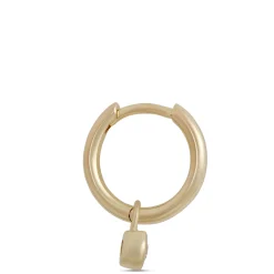 12MM Diamond Hoop Earrings, 14K Yellow Gold New