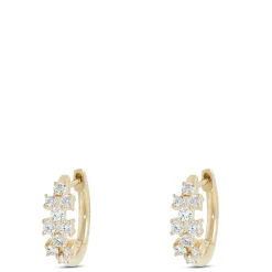 13MM Diamond Hoop Earrings, 14K Yellow Gold Best