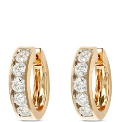 15MM Diamond Hoops, 14K Yellow Gold Hot