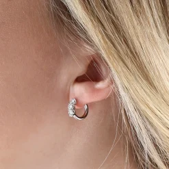 12.5MM Diamond Huggie Hoop Earrings 14K Hot