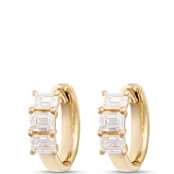 12MM Emerald Cut Diamond Hoops, 1 Total Carat Weight, 14K Yellow Gold Best