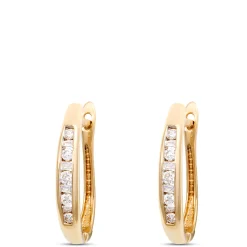 17.5MM Hinged Hoop Diamond Earrings, 14K Yellow Gold Clearance