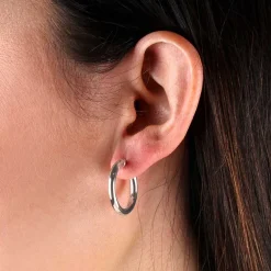 20MM Hoop Earrings, 14K White Gold Online