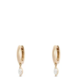 12.5MM Hoops With Dangling Marquise Diamonds