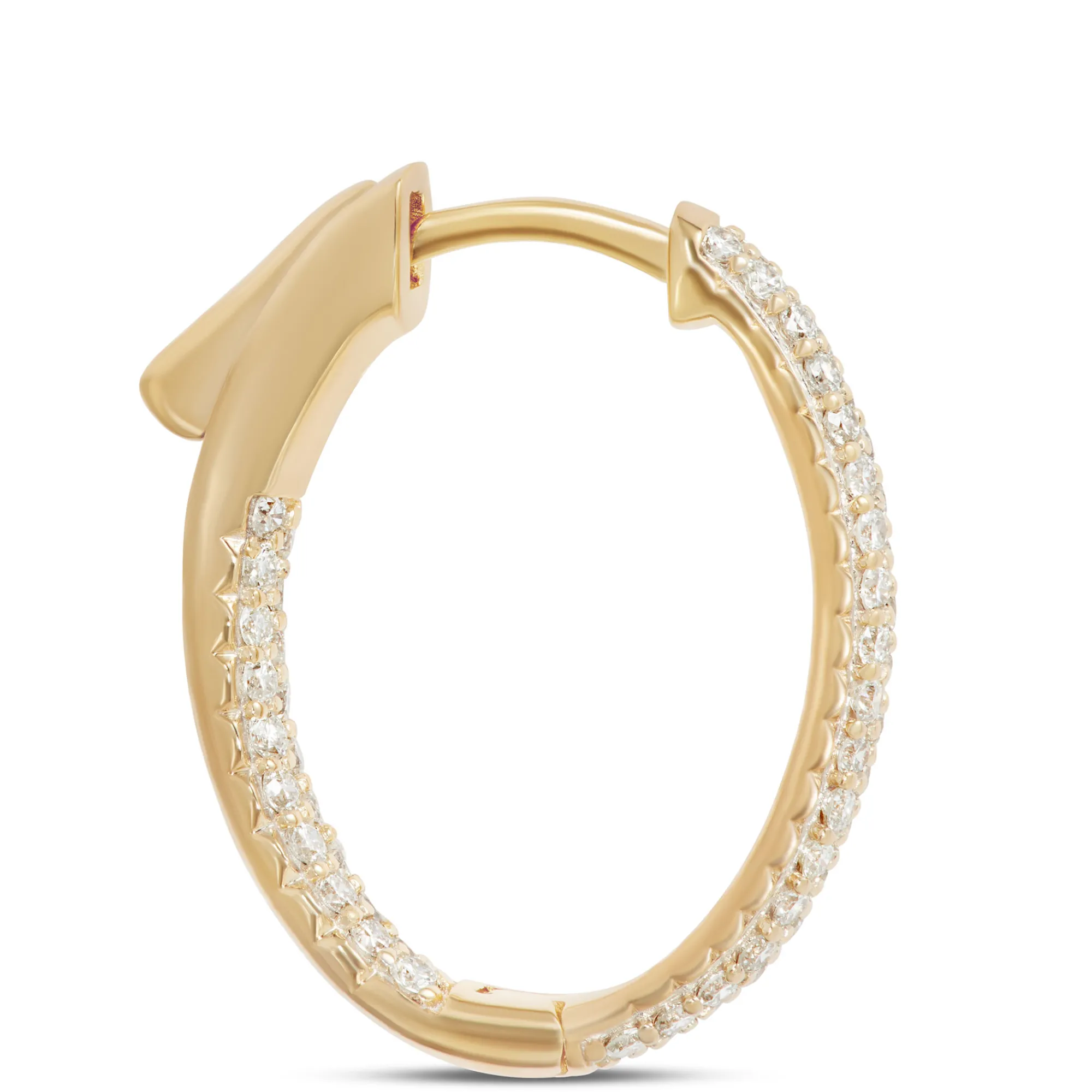 17MM Inside Out Diamond Hoops, 14K Yellow Gold Hot