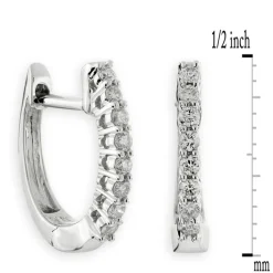 12MM Oval Diamond Hoop Earrings 14K White Gold Hot