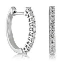 17MM Oval Diamond Hoop Earrings 14K, 1/3 ctw. Hot