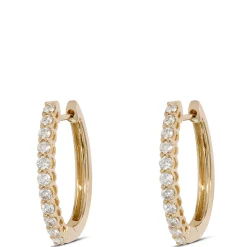 17MM Oval Diamond Hoops, 14K Yellow Gold Discount