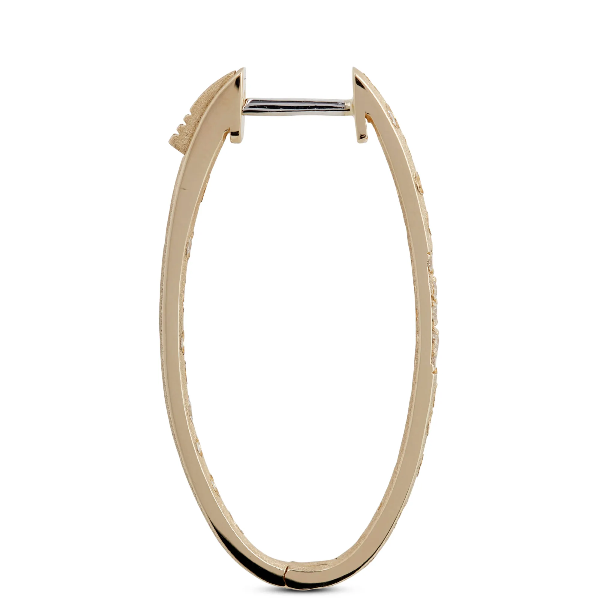 23MM Oval Hoop Confetti Diamond and Gold Earrings, 14K Yellow Gold Discount