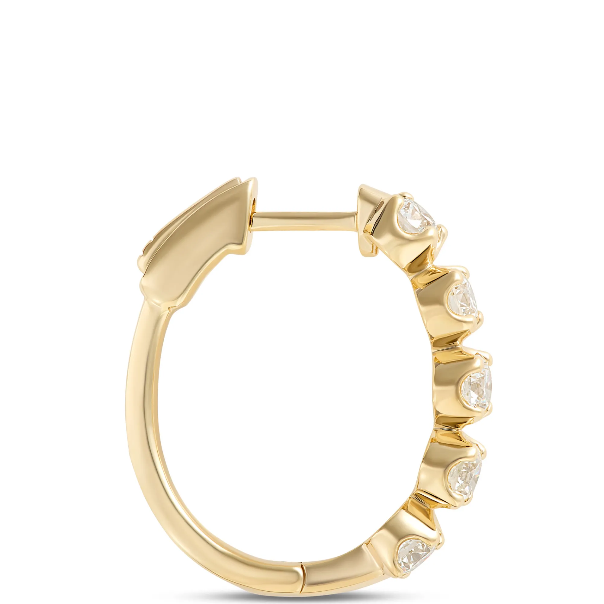 24MM Oval Hoop Diamond Earrings, 2 Total Carat Weight, 14K Yellow Gold Sale