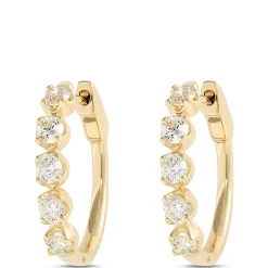 24MM Oval Hoop Diamond Earrings, 2 Total Carat Weight, 14K Yellow Gold Sale